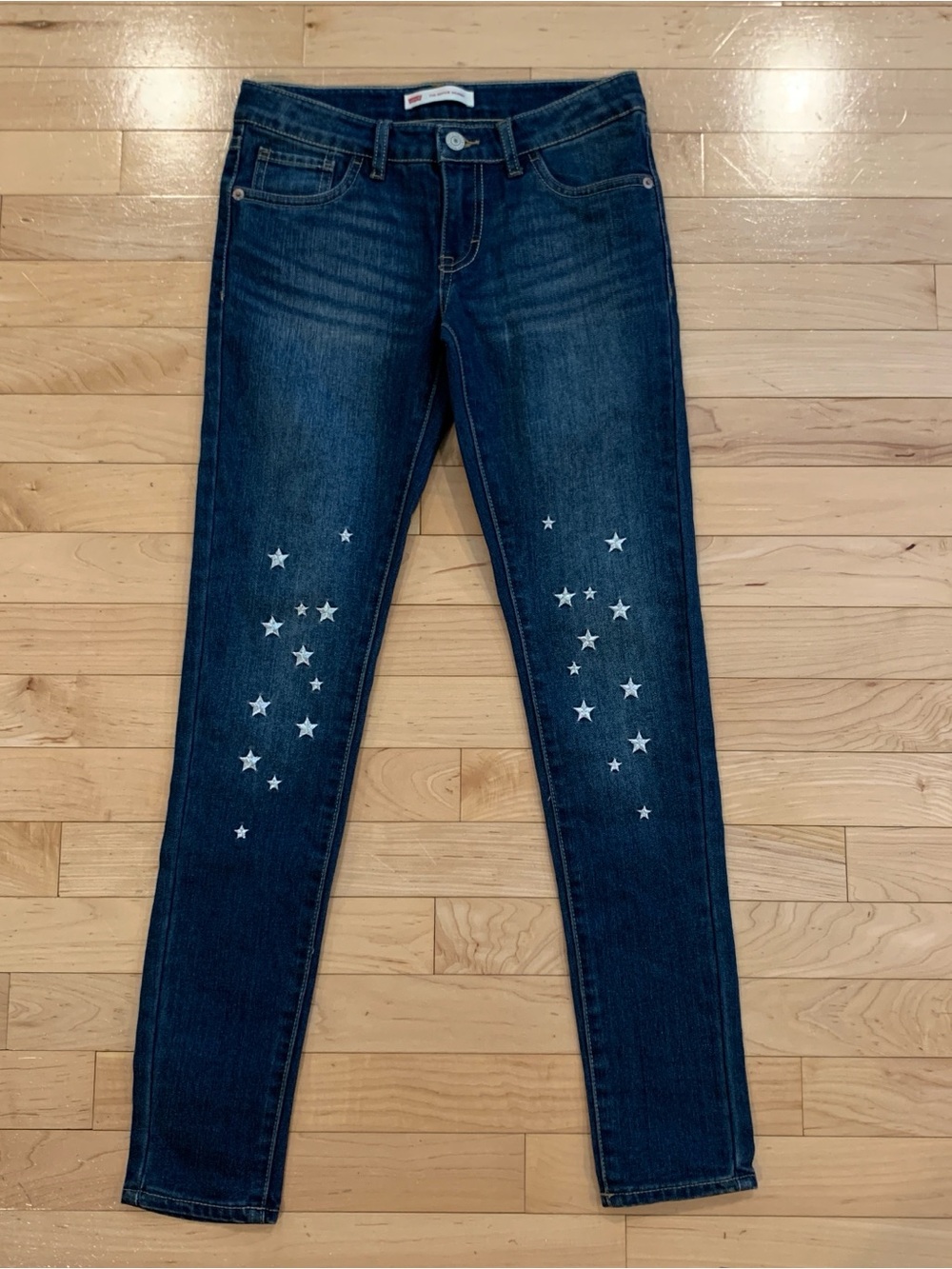 Levi's 710 Super Skinny Jeans Youth Girls Size 14 Regular Star Print Denim Pants